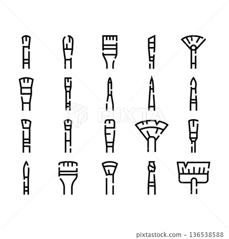 Artistic painting tools collection with different brush types Artistic painting tools collection with different brush types 136538588