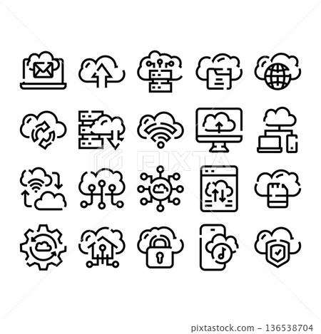 Cloud computing data storage network server technology icons 136538704