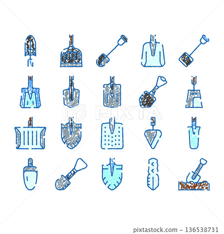 Garden and construction tools spade shovel trowel set Garden and construction tools spade shovel trowel set 136538731