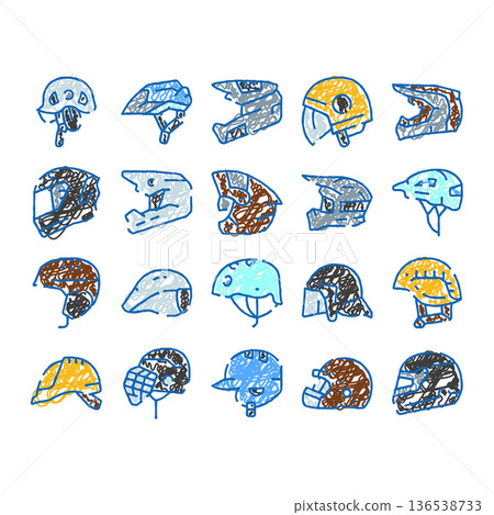 Helmets collection for extreme sports safety and protection 136538733