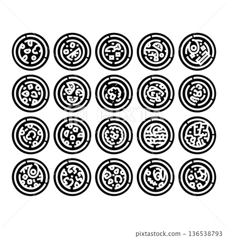 Pizza outline icon set representing different ingredients Pizza outline icon set representing different ingredients 136538793