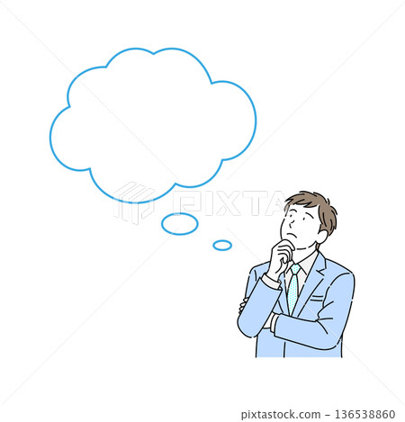 Thinking business person speech bubble Thinking business person speech bubble 136538860