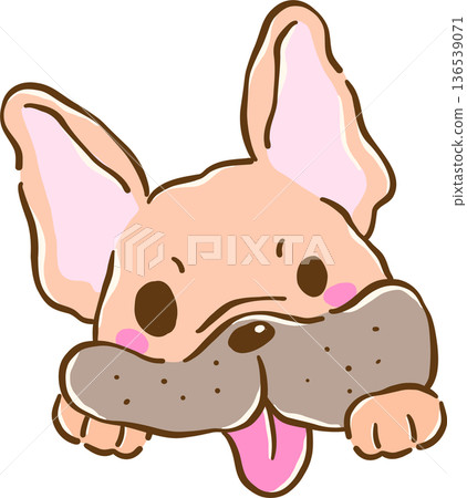 Cute shocked french bulldog face cartoon character hand drawn whimsical expression blep tongue out sticker Cute shocked french bulldog face cartoon character hand drawn whimsical expression blep tongue out sticker 136539071