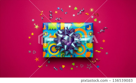 Colorful gift boxes and pink background 136539083