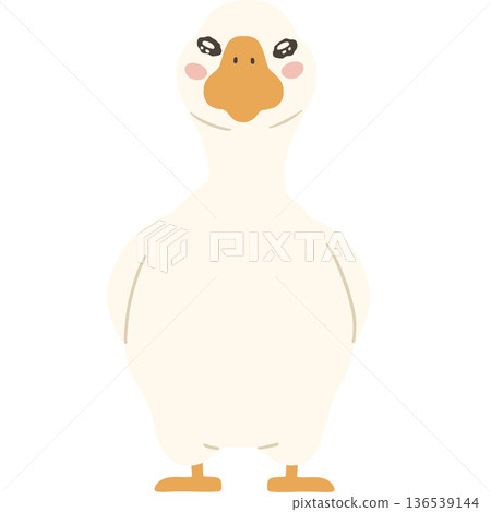 White goose cute funny cartoon flat design illustration. White goose cute funny cartoon flat design illustration. 136539144