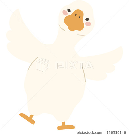 White goose cute funny cartoon flat design illustration. White goose cute funny cartoon flat design illustration. 136539146