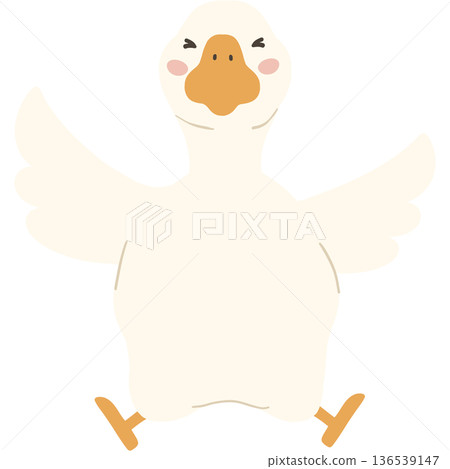 White goose cute funny cartoon flat design illustration. White goose cute funny cartoon flat design illustration. 136539147