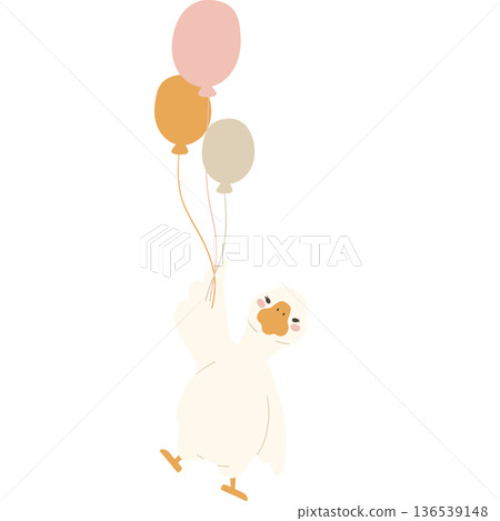 White goose cute funny cartoon flat design illustration. 136539148