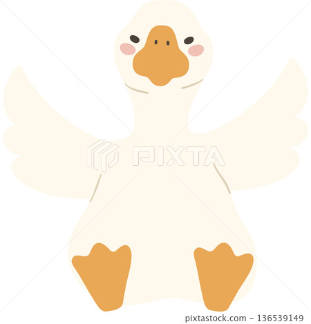 White goose cute funny cartoon flat design illustration. 136539149