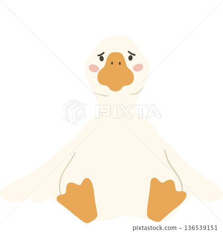White goose cute funny cartoon flat design illustration. White goose cute funny cartoon flat design illustration. 136539151