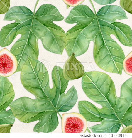 Fig leaf, detailed green texture watercolor illustration isolated on white. Hand-painted botanical clipart for organic design, food packaging, eco branding, seasonal decor, healthy lifestyle projects Fig leaf, detailed green texture watercolor illustration isolated on white. Hand-painted botanical clipart for organic design, food packaging, eco branding, seasonal decor, healthy lifestyle projects 136539153