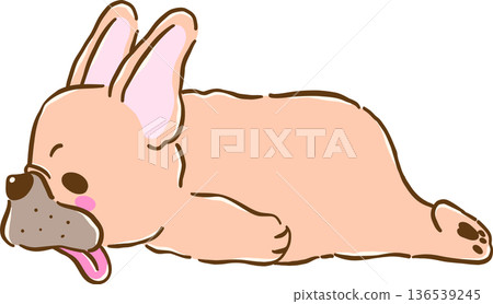 Cute French Bulldog Lying Down sploot Illustration Cute French Bulldog Lying Down sploot Illustration 136539245