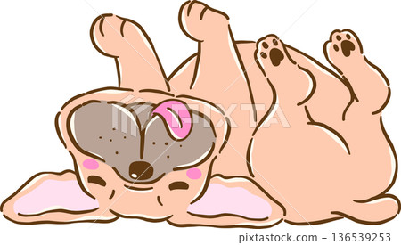 Cute French Bulldog Rolling on Back belly up cartoon hand drawn Cute French Bulldog Rolling on Back belly up cartoon hand drawn 136539253
