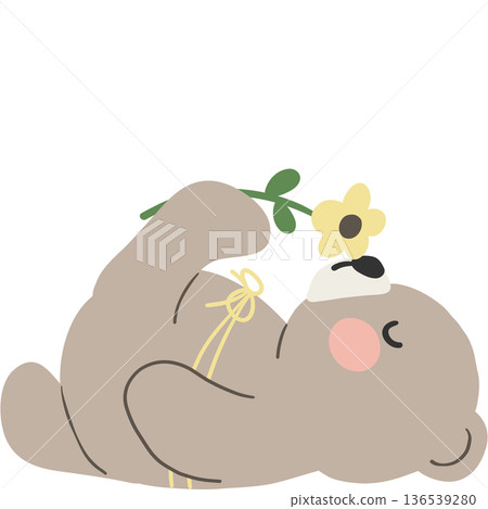 Spring Bear Coquette Joyful Spring Garden Nature cute cartoon flat design illustration 136539280