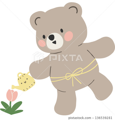 Spring Bear Coquette Joyful Spring Garden Nature cute cartoon flat design illustration Spring Bear Coquette Joyful Spring Garden Nature cute cartoon flat design illustration 136539281