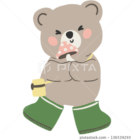 Spring Bear Coquette Joyful Spring Garden Nature cute cartoon flat design illustration Spring Bear Coquette Joyful Spring Garden Nature cute cartoon flat design illustration 136539293