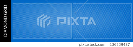 Isometric triangle grid for vector layout template, angle drawing texture. Math surface bg with 60 degree line design, cube lattice architecture. Empty geometric guide plan, abstract diamond template 136539487