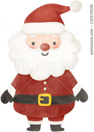 Christmas Santa claus playful hand drawing cartoon character watercolor illustration 136539506