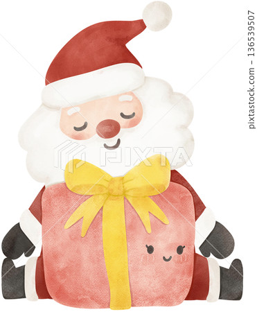 Christmas Santa claus playful hand drawing cartoon character watercolor illustration Christmas Santa claus playful hand drawing cartoon character watercolor illustration 136539507
