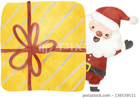 Christmas Santa claus playful hand drawing cartoon character watercolor illustration 136539511