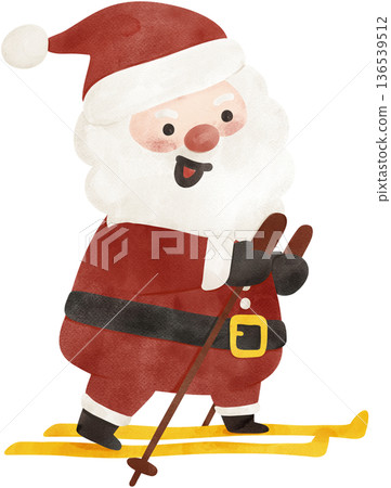 Christmas Santa claus playful hand drawing cartoon character watercolor illustration 136539512