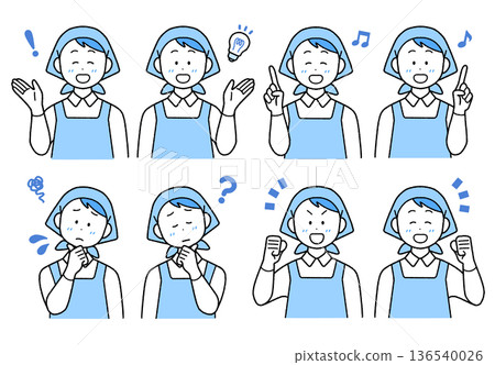 一組8張男性員工佩戴三角繃帶的插圖 | 易於使用的單色和簡單配色 136540026