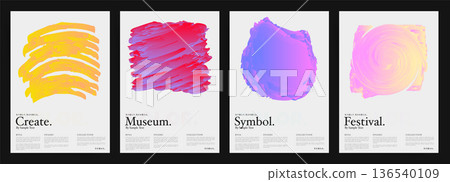 Abstract colorful brush stroke poster vector set with textured paint elements for event promotion, modern branding, and creative design Abstract colorful brush stroke poster vector set with textured paint elements for event promotion, modern branding, and creative design 136540109
