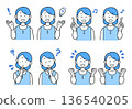 一組8張女性育兒、照護與福利人員插畫 | | 易於使用的單色，簡潔的色彩 136540205