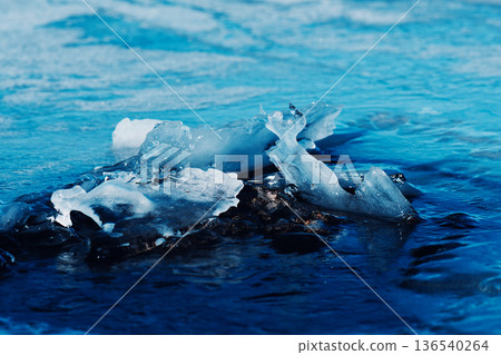 湖面上覆蓋著冰層 湖面上覆蓋著冰層 136540264