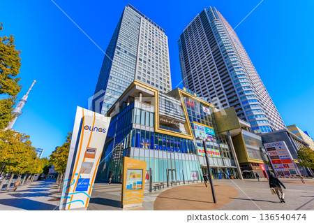 Cityscape of Sumida Ward, Tokyo Olinas Mall and Olinas Tower 136540474