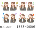 一套8幅身穿西裝的女性插畫 | 求職、員工、商務 136540606