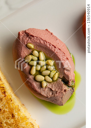 Chicken liver pate with pine nuts 136540914