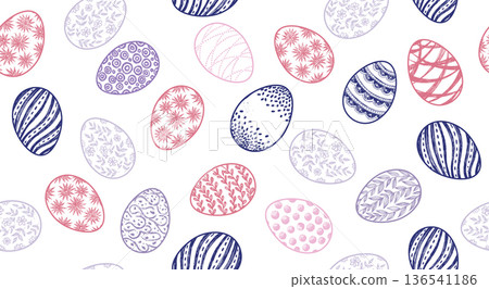 Seamless easter eggs pattern on white Seamless easter eggs pattern on white 136541186