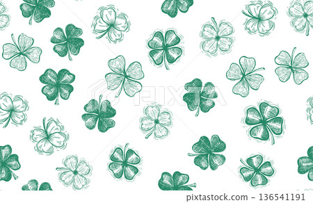 St. Patricks Day, clover set on white. Hand drawn illustrations St. Patricks Day, clover set on white. Hand drawn illustrations 136541191