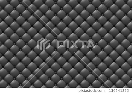 Luxurious black leather upholstery background. Seamless pattern of quilted squares with stitching thread illustration. Luxurious black leather upholstery background. Seamless pattern of quilted squares with stitching thread illustration. 136541253