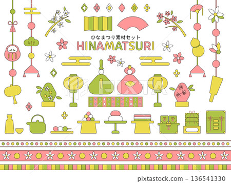 Hinamatsuri Material Set Line and Paint 136541330