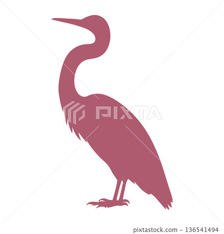Silhouette of heron on white background vector illustration 136541494