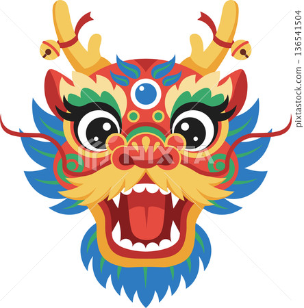 Chinese Dragon Dance Head Cartoon 136541504
