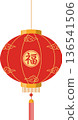 Traditional Chinese lantern with "Fu" character for good luck and prosperity 136541506