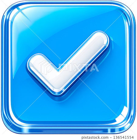 玻璃變形風格的 3D 盾牌圖示（勾號） 表示認可、成功、安全、保護 透明 136541554