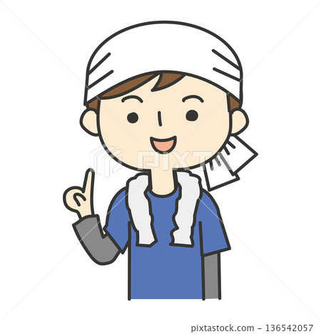 A man in a T-shirt giving an explanation A man in a T-shirt giving an explanation 136542057