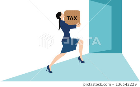 一位女商人因沉重的稅率而苦惱的插圖 一位女商人因沉重的稅率而苦惱的插圖 136542229