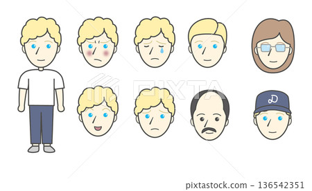 年輕男子麵孔的插圖集 136542351