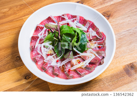 Yellowtail carpaccio Yellowtail carpaccio 136542362