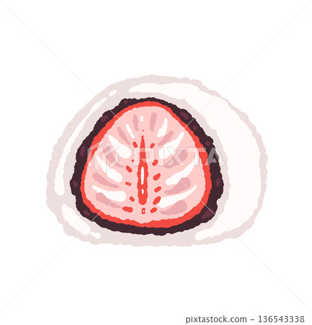 Illustration of a cross section of strawberry daifuku 136543338