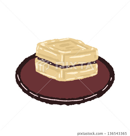 Illustration of monaka on a plate 136543365