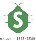 Alphabet S with stink bug silhouette icon illustration 136543589