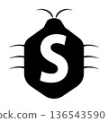 Alphabet S with stink bug silhouette icon illustration 136543590
