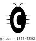 Cockroach silhouette icon illustration with alphabet C 136543592