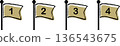 Handwritten numbered flag icon set (for step/process explanations) 136543675
